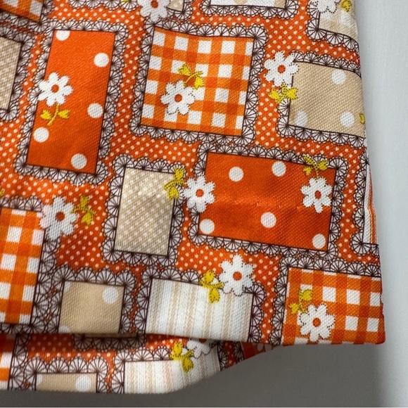 Vintage 60s/70s Orange Floral Short Sleeve Top Retro Boxy Women’s Size XL Boho - Picture 14 of 16